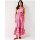 V By Very Crochet Detail Midi Beach Dress - Pink
