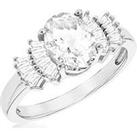 The Love Silver Collection Silver Rhodium Plated Oval Cz Ring