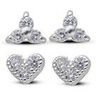 The Love Silver Collection Sterling Silver Cubic Zirconia Triangle & Heart Stud Set