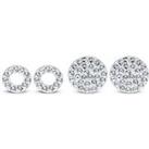 The Love Silver Collection Sterling Silver & Crystal Circle Stud Set