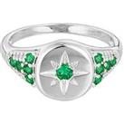 Seol + Gold Emerald Cz Star Signet Ring