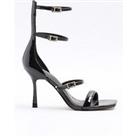 River Island Triple Strap Barely There Heel - Black