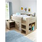 Very Home Aspen Mid Sleeper Bed Frame With Desk, Drawers And Shelves Plus Mattress Options (Buy And 
