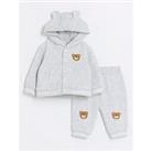 River Island Baby Unisex Bear Hoodie And Joggers Set - Grey