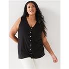 V By Very Curve Sleeveless Button Through Top - Black