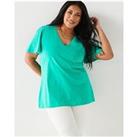 V By Very Curve V Neck Fluted Sleeve T-Shirt