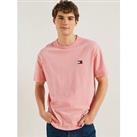 Tommy Jeans Regular Fit Badge Washed T-Shirt - Pink