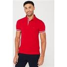 Tommy Hilfiger Monotype Cuff Slim Fit Polo Shirt - Red
