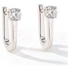 The Love Silver Collection Sterling Silver Cubic Zirconia 14Mm Oval Huggie Hoop Earrings