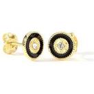The Love Silver Collection Gold Plated Sterling Silver Crystal Black Enamel 8Mm Stud Earrings