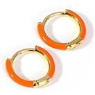 The Love Silver Collection Gold Plated Sterling Silver Orange Enamel 10Mm Mini Hoop Earrings