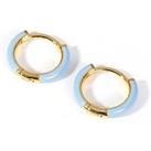 The Love Silver Collection Gold Plated Sterling Silver Blue Enamel 10Mm Mini Hoop Earrings