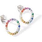 The Love Silver Collection Sterling Silver Multi-Colour Cubic Zirconia Halo Stud Earrings
