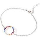 The Love Silver Collection Sterling Silver Multi-Colour Cubic Zirconia Halo Bracelet