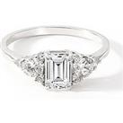 The Love Silver Collection Sterling Silver Cubic Zirconia Emerald Cut Vintage Shoulder Ring