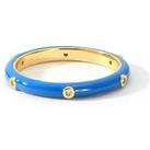 The Love Silver Collection Gold Plated Sterling Silver Crystal Blue Enamel Stacker Ring