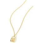 The Love Silver Collection Gold Plated Sterling Silver Cubic Zirconia Padlock Initial Pendant Neckla