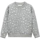 Mango Girls Leopard Print Knitted Jumper - Grey