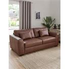 Very Home Arden 4 Seater Leather Sofa - Brown