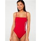 Tommy Hilfiger Monotype Logo Swimsuit - Red