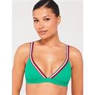 Tommy Hilfiger Global Stripe Bikini Top - Green
