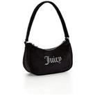 Juicy Couture Velour Shoulder Bag With Diamante Branding - Black