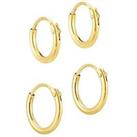 Love Gold 9Ct Gold Tiny 9Mm And 11Mm Hoop Stacking Set