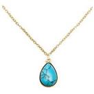 The Love Silver Collection Gold Plated Turquoise Charm Necklace