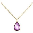 The Love Silver Collection Gold Plated Amethyst Charm Necklace