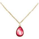 The Love Silver Collection Gold Plated Garnet Charm Necklace