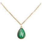 The Love Silver Collection Gold Plated Malachite Charm Necklace