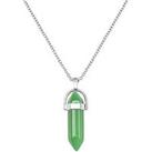 The Love Silver Collection Emerald Silver Plated Crystal Drop Charm Necklace