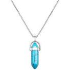 The Love Silver Collection Turquoise Silver Plated Crystal Drop Charm Necklace