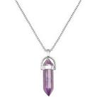 The Love Silver Collection Amethyst Silver Plated Crystal Drop Charm Necklace