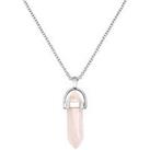 The Love Silver Collection Rose Quartz Silver Plated Crystal Drop Charm Necklace