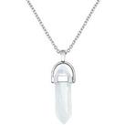 The Love Silver Collection Quartz Silver Plated Crystal Drop Charm Necklace