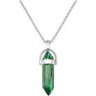 The Love Silver Collection Malachite Silver Plated Crystal Drop Charm Necklace