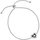 The Love Silver Collection Sterling Silver Purple Enamel Heart Cubic Zirconia Bracelet