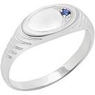 The Love Silver Collection Sterling Silver Ribbed Signet Ring With Cz Stone