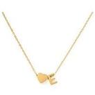 The Love Silver Collection Gold Plated Heart And Initial Charm Necklace