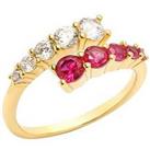 The Love Silver Collection 18Ct Gold Plated Sterling Silver Ruby Cubic Zirconia Ring