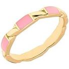 The Love Silver Collection 18Ct Gold Plated Sterling Silver Enamel Pink Patterned Ring