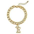 The Love Silver Collection Gold Plated Crystal Letter Charm Curb Bracelet