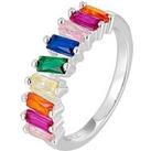 The Love Silver Collection Sterling Silver Baguette Multicoloured Cz Stones Ring