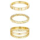 The Love Silver Collection 18Ct Gold Plated Sterling Silver Set Of Three Rope And Cz Stacking Rings