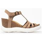 Fly London Gait T-Bar Strap Front Wedged Shoes - Taupe