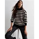 New Look Black Stripe Cable Knit High Neck Jumper