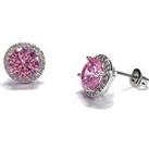 Buckley London The Carat Collection - Pink Round Halo Earrings