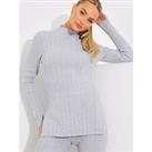 In The Style High Neck Rib Knitted Co Ord Jumper