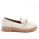 River Island Wide Fit Quilted Chain Loafer - Cream